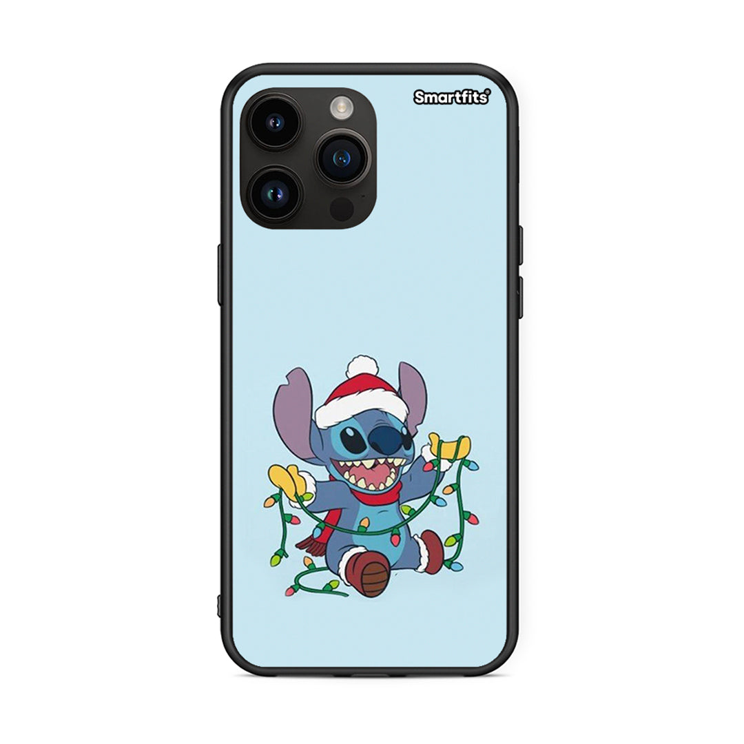 iPhone 15 Pro Max Santa Stich θήκη από τη Smartfits με σχέδιο στο πίσω μέρος και μαύρο περίβλημα | Smartphone case with colorful back and black bezels by Smartfits