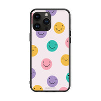 Thumbnail for iPhone 15 Pro Max Smiley Faces θήκη από τη Smartfits με σχέδιο στο πίσω μέρος και μαύρο περίβλημα | Smartphone case with colorful back and black bezels by Smartfits