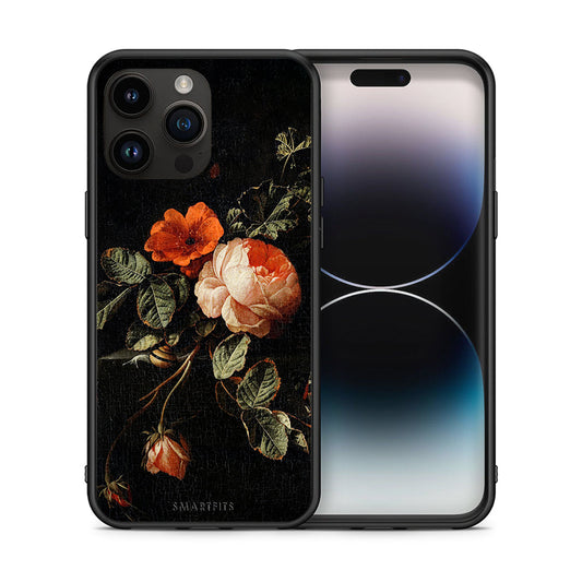 Θήκη iPhone 14 Pro Max Vintage Roses από τη Smartfits με σχέδιο στο πίσω μέρος και μαύρο περίβλημα | iPhone 14 Pro Max Vintage Roses case with colorful back and black bezels