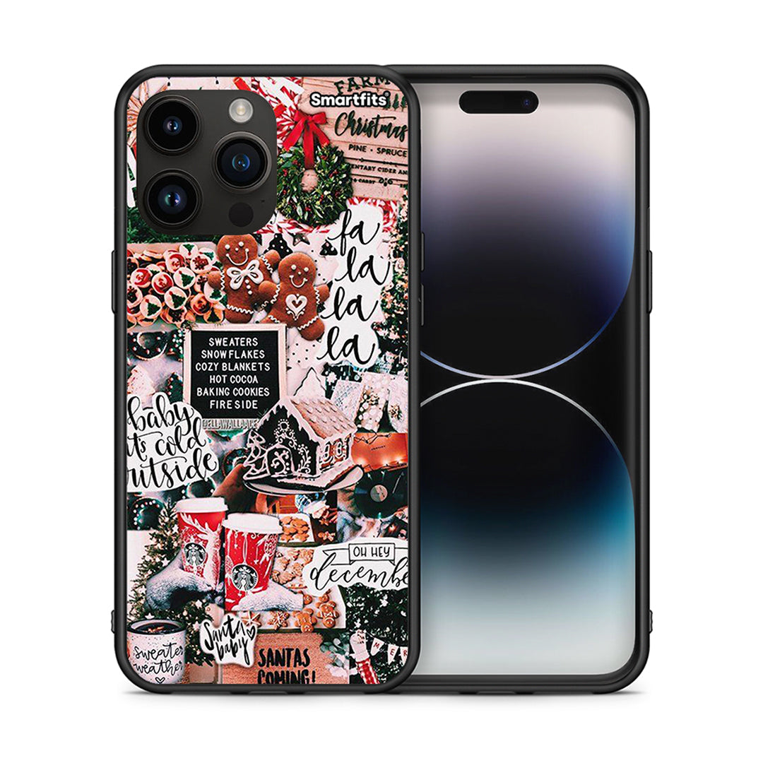 Θήκη iPhone 14 Pro Max Xmas Habbits από τη Smartfits με σχέδιο στο πίσω μέρος και μαύρο περίβλημα | iPhone 14 Pro Max Xmas Habbits case with colorful back and black bezels