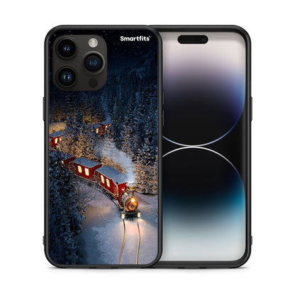 Θήκη iPhone 15 Pro Max Xmas Train από τη Smartfits με σχέδιο στο πίσω μέρος και μαύρο περίβλημα | iPhone 15 Pro Max Xmas Train case with colorful back and black bezels