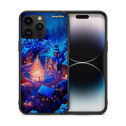 Θήκη iPhone 14 Pro Max Xmas Village από τη Smartfits με σχέδιο στο πίσω μέρος και μαύρο περίβλημα | iPhone 14 Pro Max Xmas Village case with colorful back and black bezels