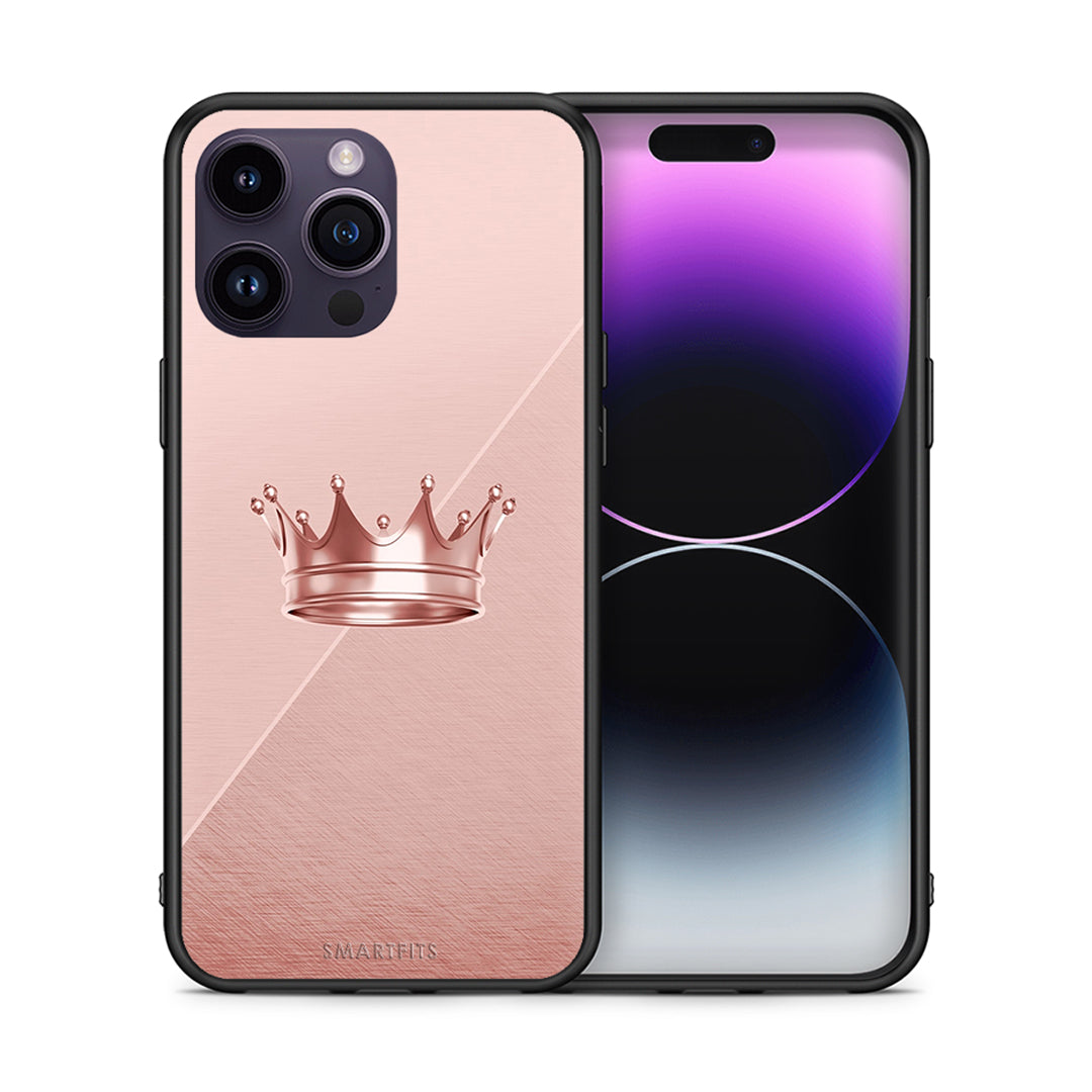 Θήκη iPhone 14 Pro Crown Minimal από τη Smartfits με σχέδιο στο πίσω μέρος και μαύρο περίβλημα | iPhone 14 Pro Crown Minimal case with colorful back and black bezels
