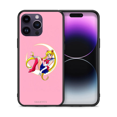 Θήκη iPhone 14 Pro Moon Girl από τη Smartfits με σχέδιο στο πίσω μέρος και μαύρο περίβλημα | iPhone 14 Pro Moon Girl case with colorful back and black bezels