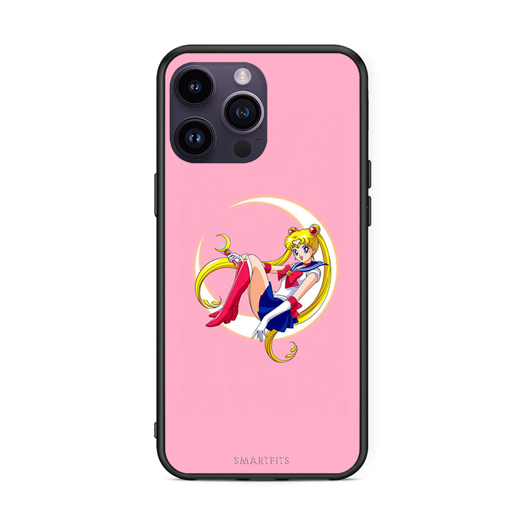 iPhone 15 Pro Moon Girl θήκη από τη Smartfits με σχέδιο στο πίσω μέρος και μαύρο περίβλημα | Smartphone case with colorful back and black bezels by Smartfits