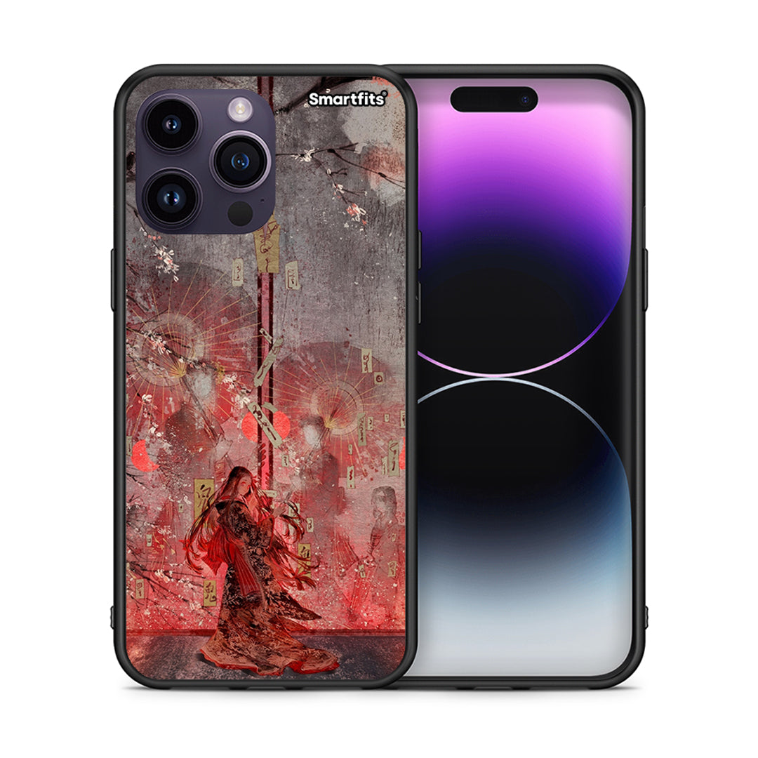 Θήκη iPhone 15 Pro Nezuko Kamado από τη Smartfits με σχέδιο στο πίσω μέρος και μαύρο περίβλημα | iPhone 15 Pro Nezuko Kamado case with colorful back and black bezels