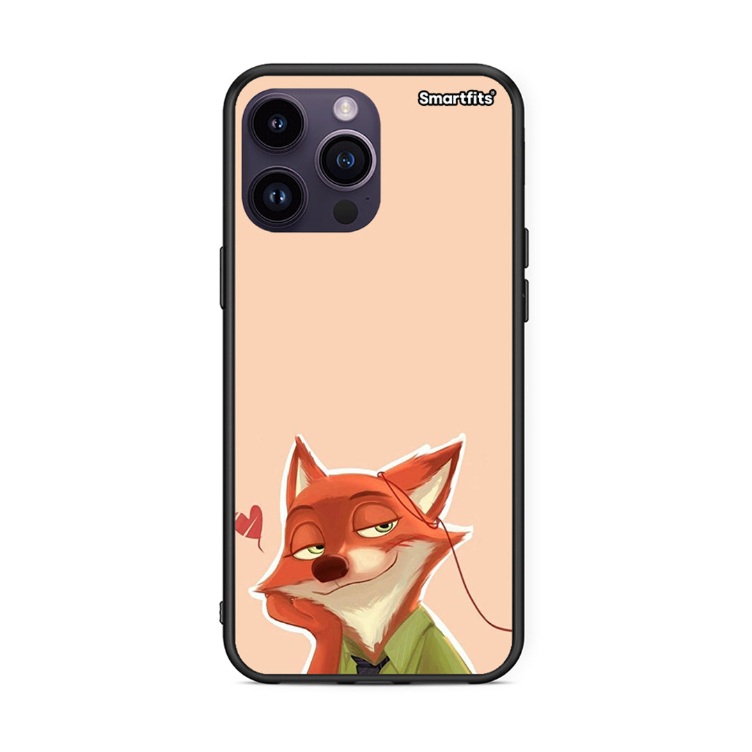 iPhone 14 Pro Nick Wilde And Judy Hopps Love 1 θήκη από τη Smartfits με σχέδιο στο πίσω μέρος και μαύρο περίβλημα | Smartphone case with colorful back and black bezels by Smartfits