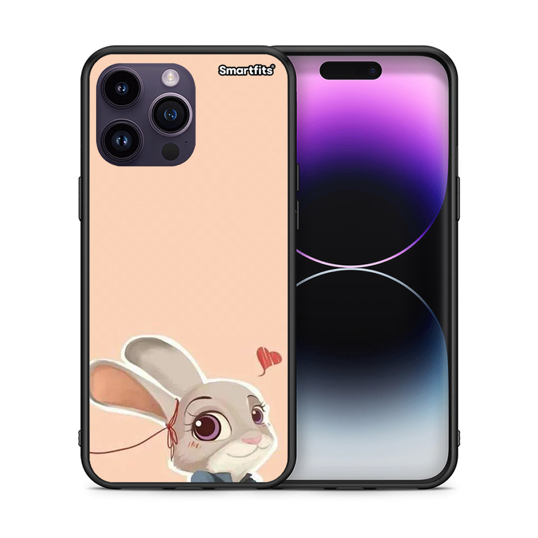 Θήκη iPhone 14 Pro Nick Wilde And Judy Hopps Love 2 από τη Smartfits με σχέδιο στο πίσω μέρος και μαύρο περίβλημα | iPhone 14 Pro Nick Wilde And Judy Hopps Love 2 case with colorful back and black bezels