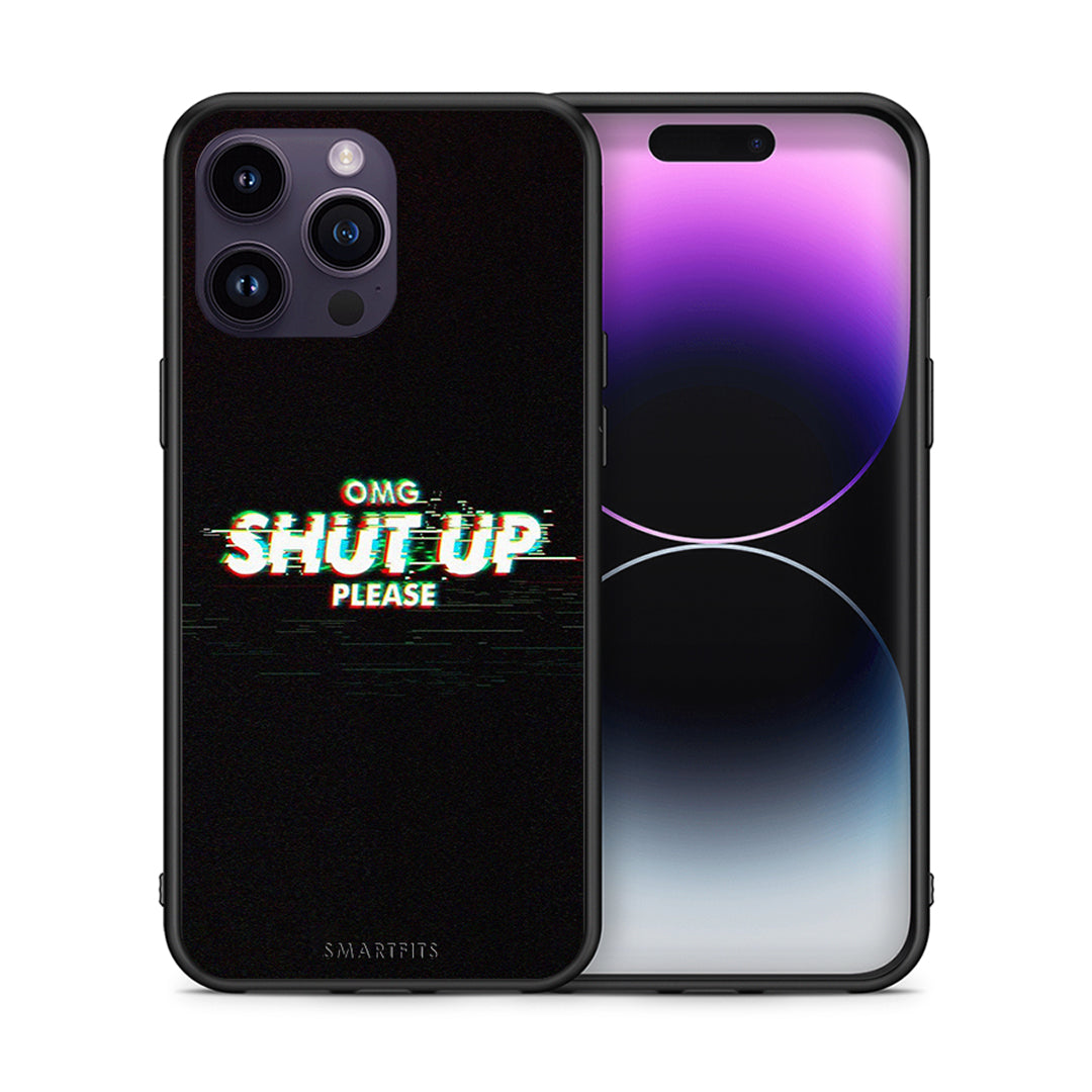 Θήκη iPhone 15 Pro OMG ShutUp από τη Smartfits με σχέδιο στο πίσω μέρος και μαύρο περίβλημα | iPhone 15 Pro OMG ShutUp case with colorful back and black bezels