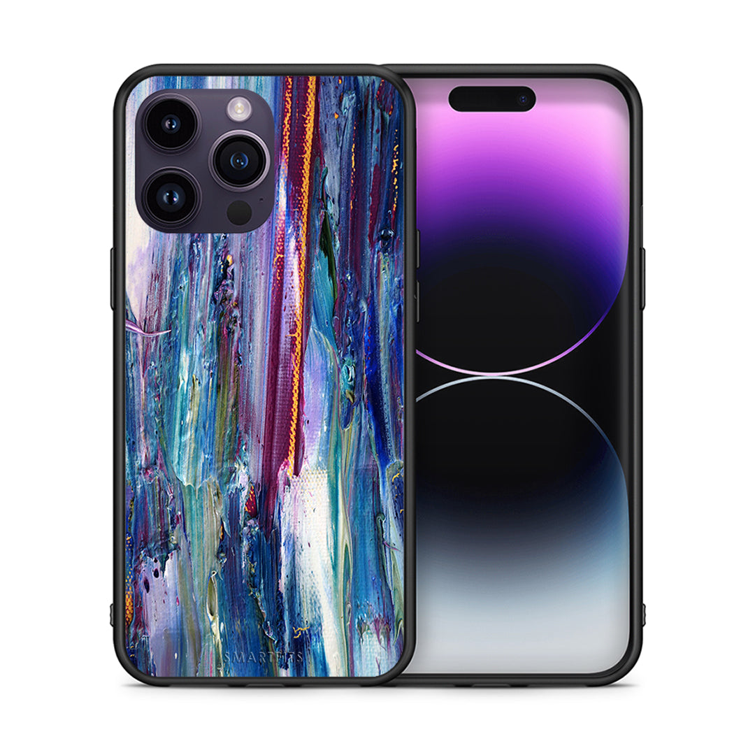 Θήκη iPhone 14 Pro Winter Paint από τη Smartfits με σχέδιο στο πίσω μέρος και μαύρο περίβλημα | iPhone 14 Pro Winter Paint case with colorful back and black bezels