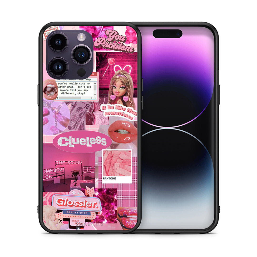 Θήκη Αγίου Βαλεντίνου iPhone 14 Pro Pink Love από τη Smartfits με σχέδιο στο πίσω μέρος και μαύρο περίβλημα | iPhone 14 Pro Pink Love case with colorful back and black bezels