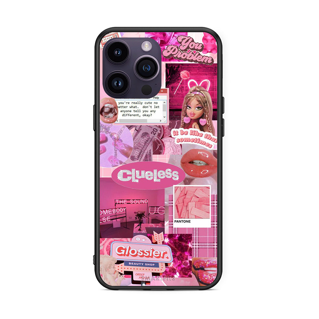 iPhone 14 Pro Pink Love Θήκη Αγίου Βαλεντίνου από τη Smartfits με σχέδιο στο πίσω μέρος και μαύρο περίβλημα | Smartphone case with colorful back and black bezels by Smartfits