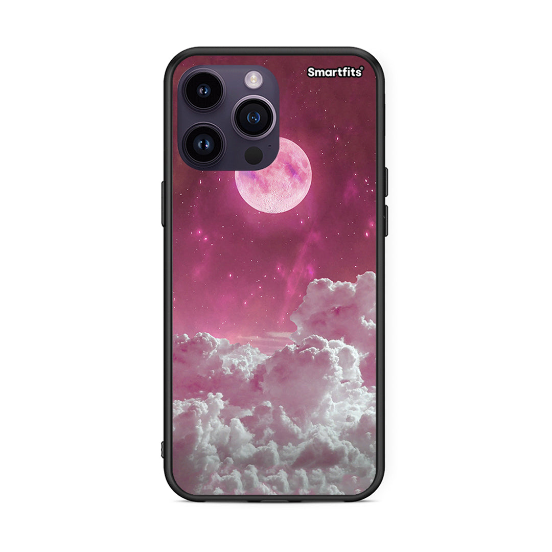 iPhone 15 Pro Pink Moon Θήκη από τη Smartfits με σχέδιο στο πίσω μέρος και μαύρο περίβλημα | Smartphone case with colorful back and black bezels by Smartfits