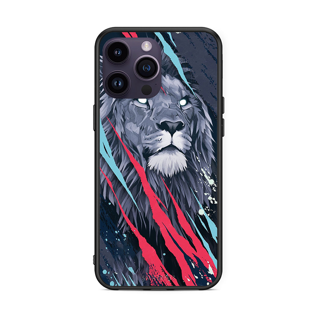 4 - iPhone 14 Pro Lion Designer PopArt case, cover, bumper