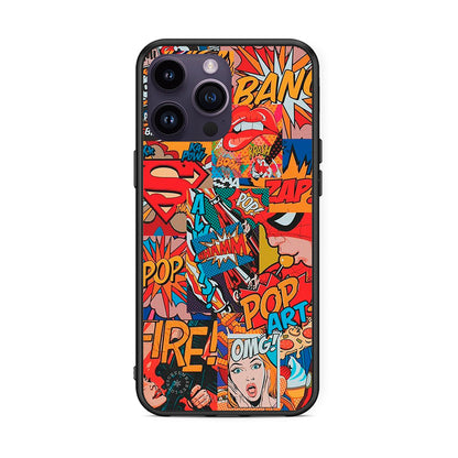 iPhone 15 Pro PopArt OMG θήκη από τη Smartfits με σχέδιο στο πίσω μέρος και μαύρο περίβλημα | Smartphone case with colorful back and black bezels by Smartfits