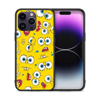 Thumbnail for Θήκη iPhone 14 Pro Sponge PopArt από τη Smartfits με σχέδιο στο πίσω μέρος και μαύρο περίβλημα | iPhone 14 Pro Sponge PopArt case with colorful back and black bezels