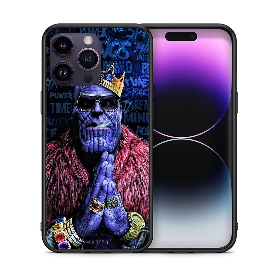 Θήκη iPhone 14 Pro Thanos PopArt από τη Smartfits με σχέδιο στο πίσω μέρος και μαύρο περίβλημα | iPhone 14 Pro Thanos PopArt case with colorful back and black bezels