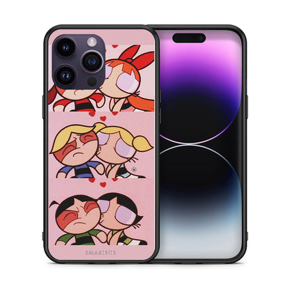 Θήκη Αγίου Βαλεντίνου iPhone 14 Pro Puff Love από τη Smartfits με σχέδιο στο πίσω μέρος και μαύρο περίβλημα | iPhone 14 Pro Puff Love case with colorful back and black bezels