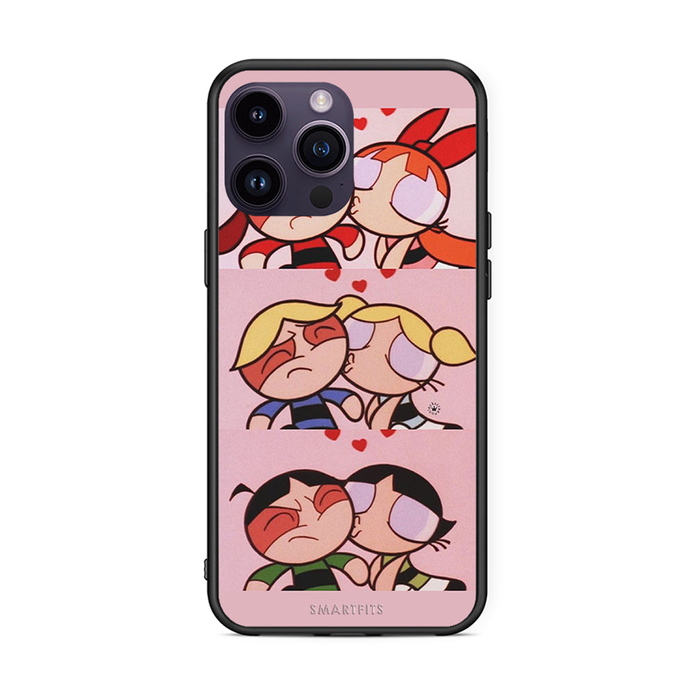 iPhone 14 Pro Puff Love Θήκη Αγίου Βαλεντίνου από τη Smartfits με σχέδιο στο πίσω μέρος και μαύρο περίβλημα | Smartphone case with colorful back and black bezels by Smartfits