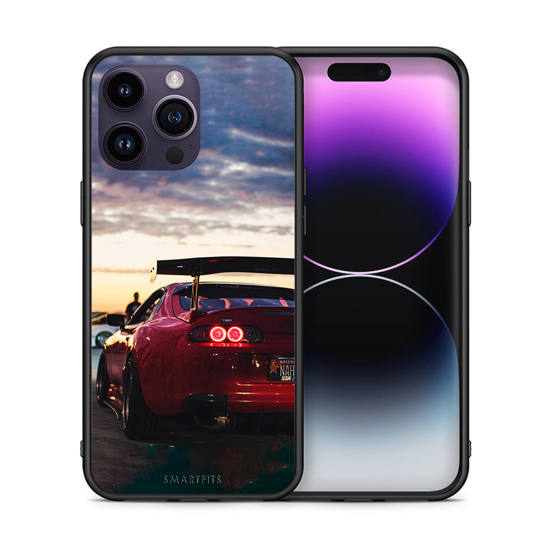 Θήκη iPhone 14 Pro Racing Supra από τη Smartfits με σχέδιο στο πίσω μέρος και μαύρο περίβλημα | iPhone 14 Pro Racing Supra case with colorful back and black bezels