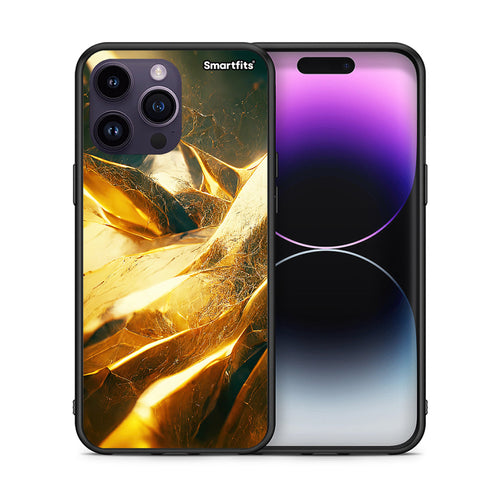 Θήκη iPhone 14 Pro Real Gold από τη Smartfits με σχέδιο στο πίσω μέρος και μαύρο περίβλημα | iPhone 14 Pro Real Gold case with colorful back and black bezels