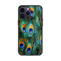 Thumbnail for iPhone 14 Pro Real Peacock Feathers θήκη από τη Smartfits με σχέδιο στο πίσω μέρος και μαύρο περίβλημα | Smartphone case with colorful back and black bezels by Smartfits