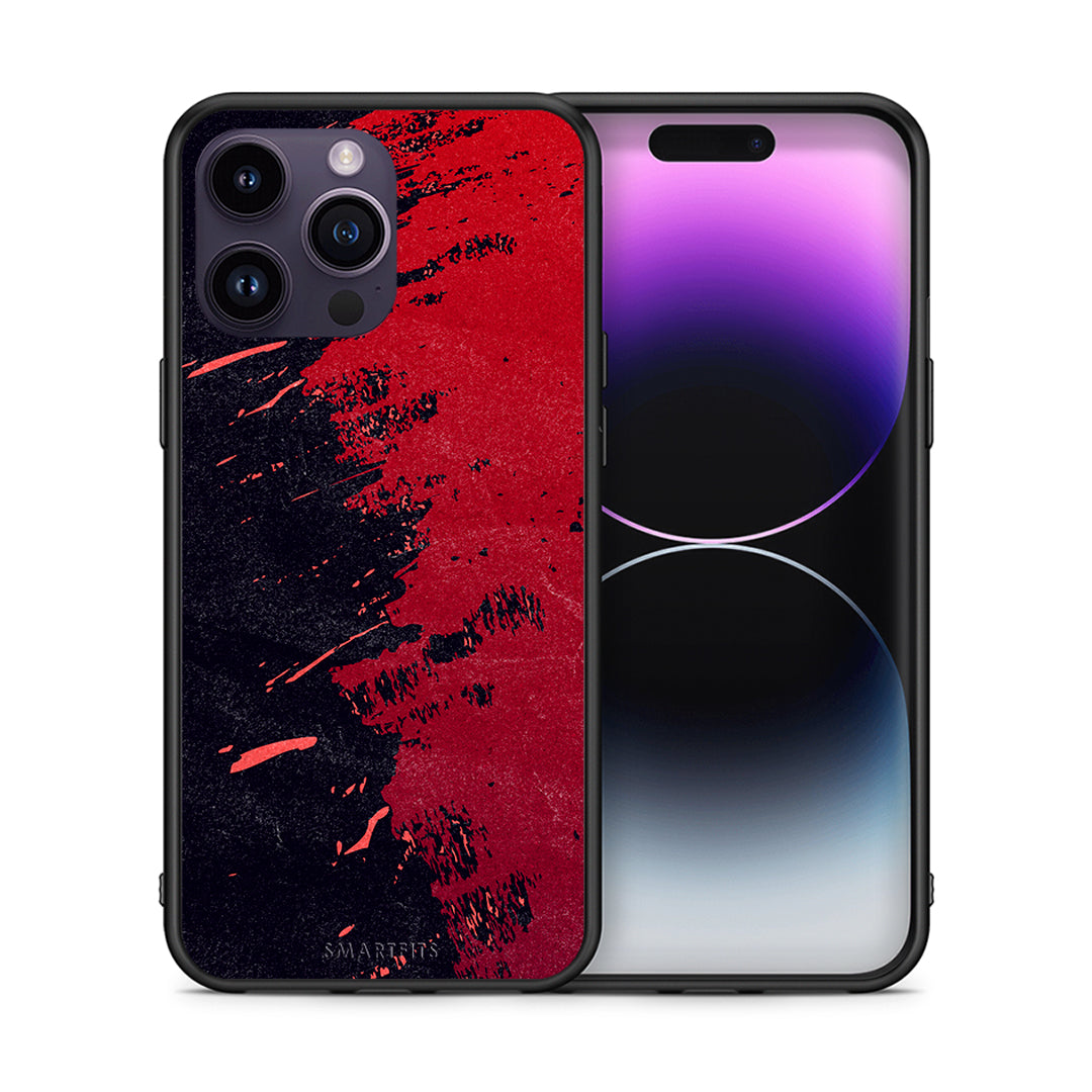 Θήκη Αγίου Βαλεντίνου iPhone 14 Pro Red Paint από τη Smartfits με σχέδιο στο πίσω μέρος και μαύρο περίβλημα | iPhone 14 Pro Red Paint case with colorful back and black bezels