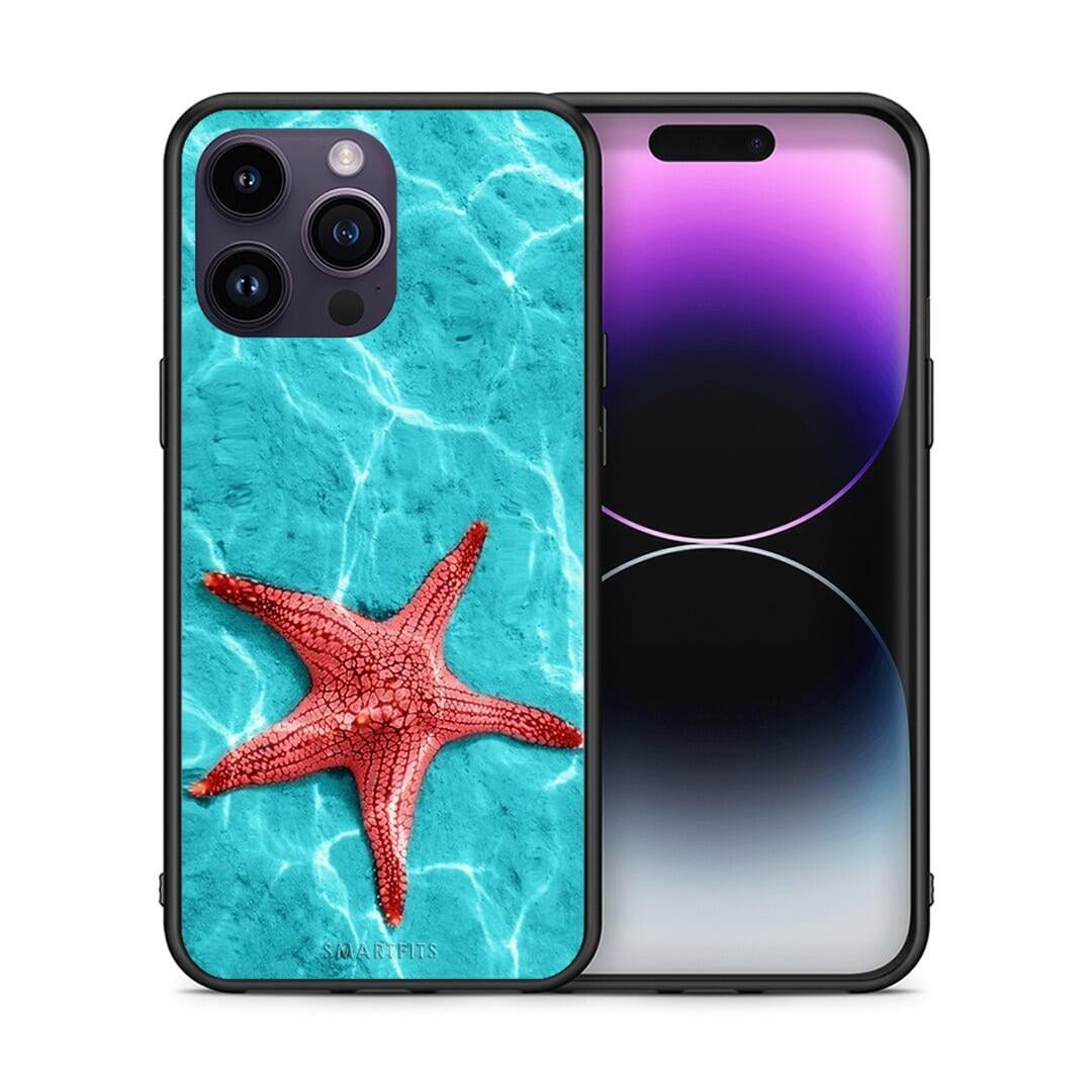 Θήκη iPhone 14 Pro Red Starfish από τη Smartfits με σχέδιο στο πίσω μέρος και μαύρο περίβλημα | iPhone 14 Pro Red Starfish case with colorful back and black bezels