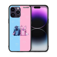 Thumbnail for Θήκη iPhone 15 Pro Stitch And Angel από τη Smartfits με σχέδιο στο πίσω μέρος και μαύρο περίβλημα | iPhone 15 Pro Stitch And Angel case with colorful back and black bezels