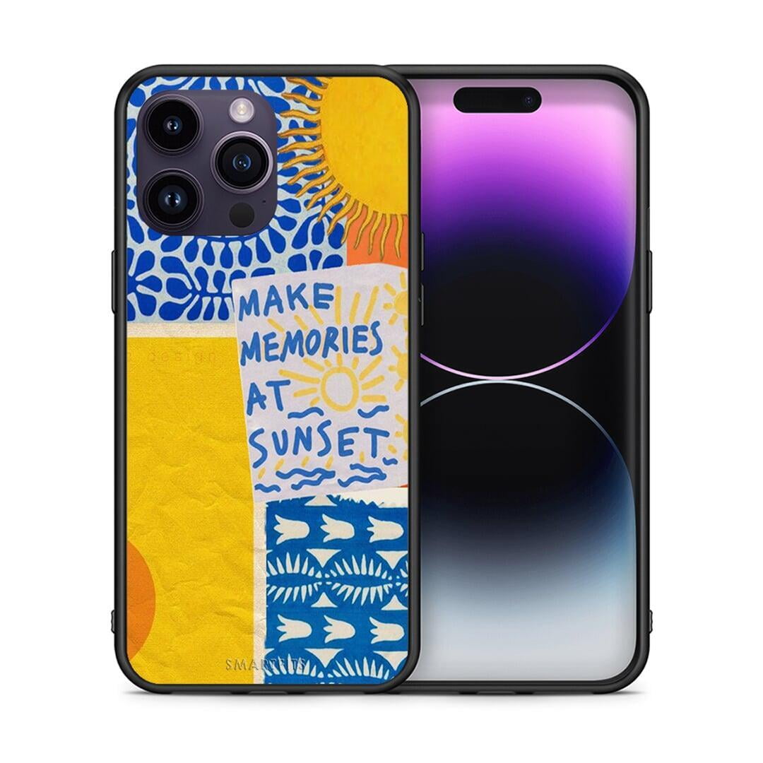 Θήκη iPhone 15 Pro Sunset Memories από τη Smartfits με σχέδιο στο πίσω μέρος και μαύρο περίβλημα | iPhone 15 Pro Sunset Memories case with colorful back and black bezels