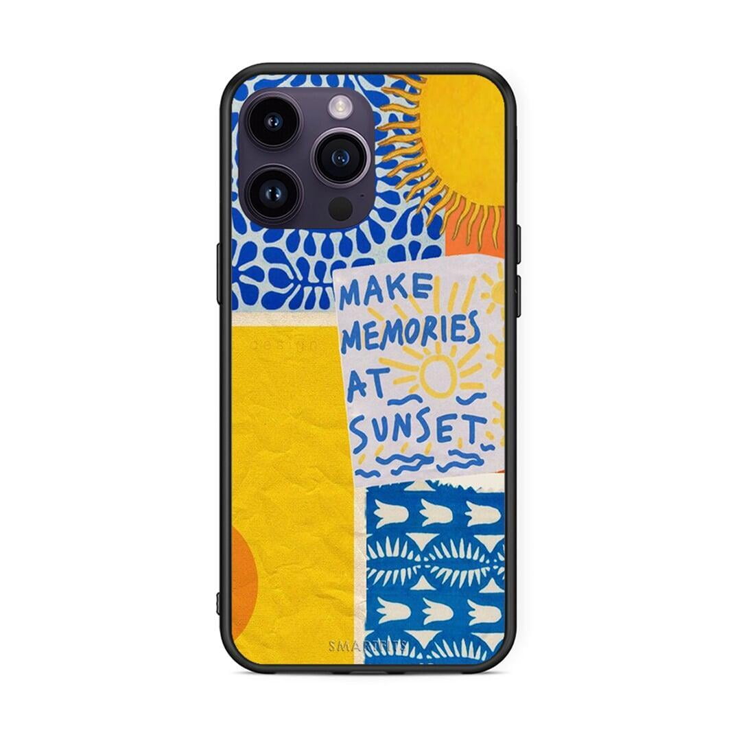 iPhone 14 Pro Sunset Memories Θήκη από τη Smartfits με σχέδιο στο πίσω μέρος και μαύρο περίβλημα | Smartphone case with colorful back and black bezels by Smartfits