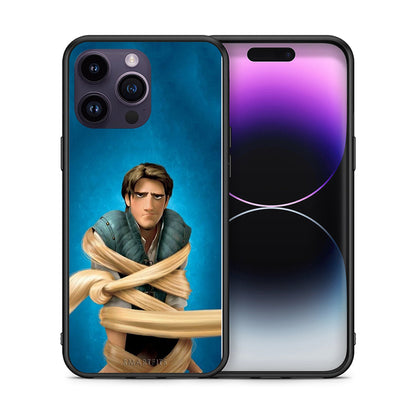 Θήκη Αγίου Βαλεντίνου iPhone 14 Pro Tangled 1 από τη Smartfits με σχέδιο στο πίσω μέρος και μαύρο περίβλημα | iPhone 14 Pro Tangled 1 case with colorful back and black bezels