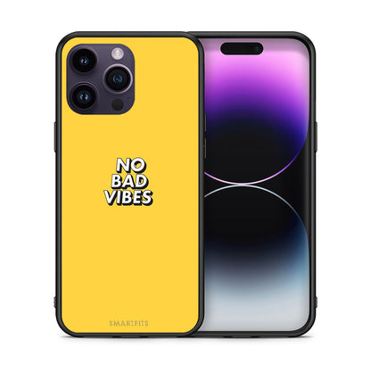 Θήκη iPhone 14 Pro Vibes Text από τη Smartfits με σχέδιο στο πίσω μέρος και μαύρο περίβλημα | iPhone 14 Pro Vibes Text case with colorful back and black bezels