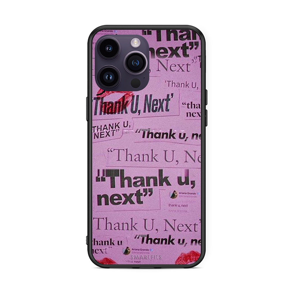 iPhone 15 Pro Thank You Next Θήκη Αγίου Βαλεντίνου από τη Smartfits με σχέδιο στο πίσω μέρος και μαύρο περίβλημα | Smartphone case with colorful back and black bezels by Smartfits