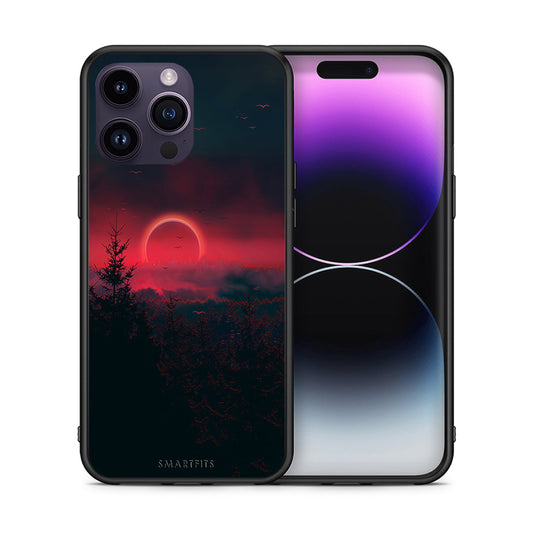 Θήκη iPhone 15 Pro Sunset Tropic από τη Smartfits με σχέδιο στο πίσω μέρος και μαύρο περίβλημα | iPhone 15 Pro Sunset Tropic case with colorful back and black bezels