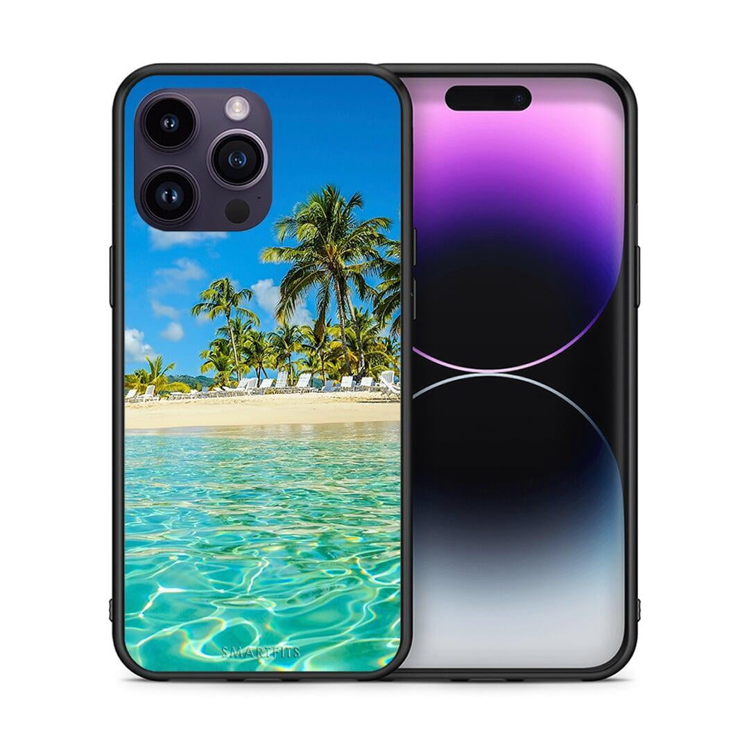 Θήκη iPhone 14 Pro Tropical Vibes από τη Smartfits με σχέδιο στο πίσω μέρος και μαύρο περίβλημα | iPhone 14 Pro Tropical Vibes case with colorful back and black bezels