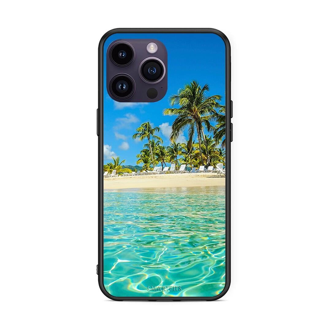 iPhone 15 Pro Tropical Vibes Θήκη από τη Smartfits με σχέδιο στο πίσω μέρος και μαύρο περίβλημα | Smartphone case with colorful back and black bezels by Smartfits