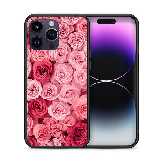 Θήκη iPhone 15 Pro RoseGarden Valentine από τη Smartfits με σχέδιο στο πίσω μέρος και μαύρο περίβλημα | iPhone 15 Pro RoseGarden Valentine case with colorful back and black bezels