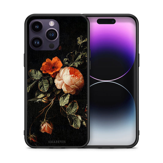 Θήκη iPhone 15 Pro Vintage Roses από τη Smartfits με σχέδιο στο πίσω μέρος και μαύρο περίβλημα | iPhone 15 Pro Vintage Roses case with colorful back and black bezels