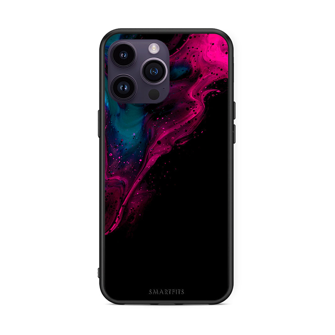 4 - iPhone 15 Pro Pink Black Watercolor case, cover, bumper