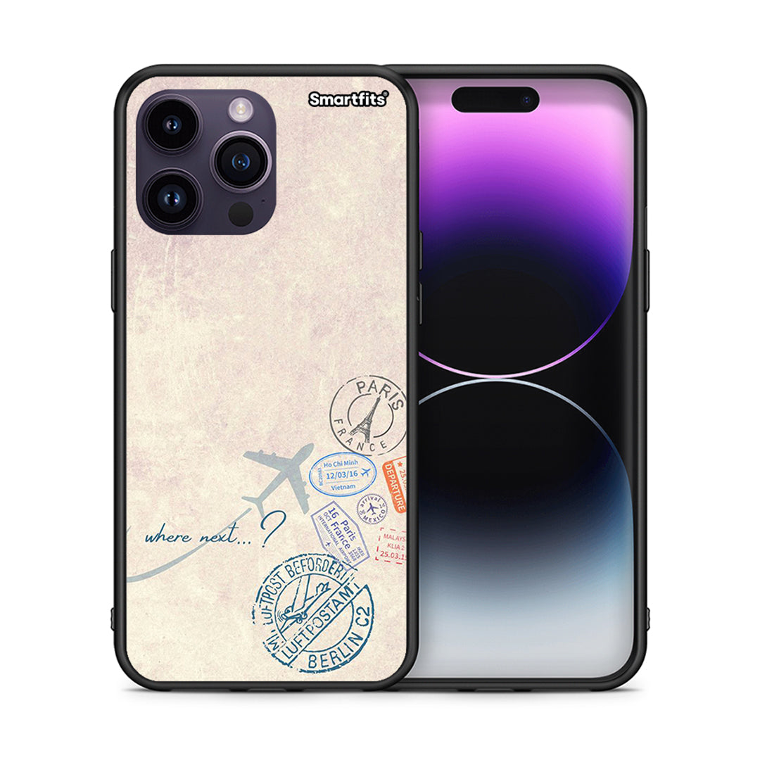 Θήκη iPhone 15 Pro Where Next από τη Smartfits με σχέδιο στο πίσω μέρος και μαύρο περίβλημα | iPhone 15 Pro Where Next case with colorful back and black bezels