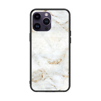 Thumbnail for iPhone 15 Pro White Gold Marble θήκη από τη Smartfits με σχέδιο στο πίσω μέρος και μαύρο περίβλημα | Smartphone case with colorful back and black bezels by Smartfits