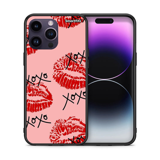 Θήκη iPhone 14 Pro XOXO Lips από τη Smartfits με σχέδιο στο πίσω μέρος και μαύρο περίβλημα | iPhone 14 Pro XOXO Lips case with colorful back and black bezels