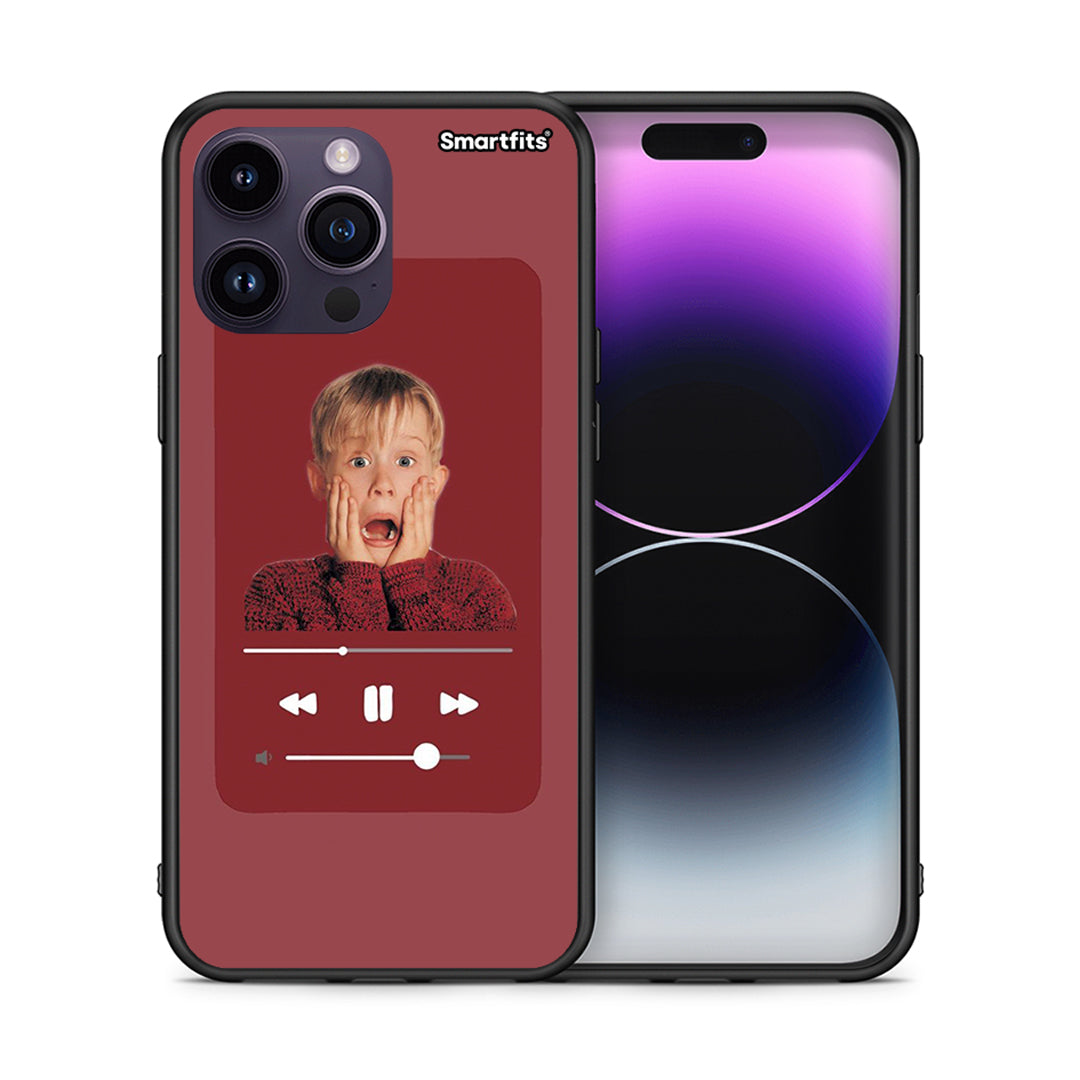 Θήκη iPhone 14 Pro Xmas Alone Music από τη Smartfits με σχέδιο στο πίσω μέρος και μαύρο περίβλημα | iPhone 14 Pro Xmas Alone Music case with colorful back and black bezels