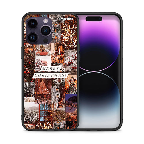 Θήκη iPhone 14 Pro Xmas Collage από τη Smartfits με σχέδιο στο πίσω μέρος και μαύρο περίβλημα | iPhone 14 Pro Xmas Collage case with colorful back and black bezels