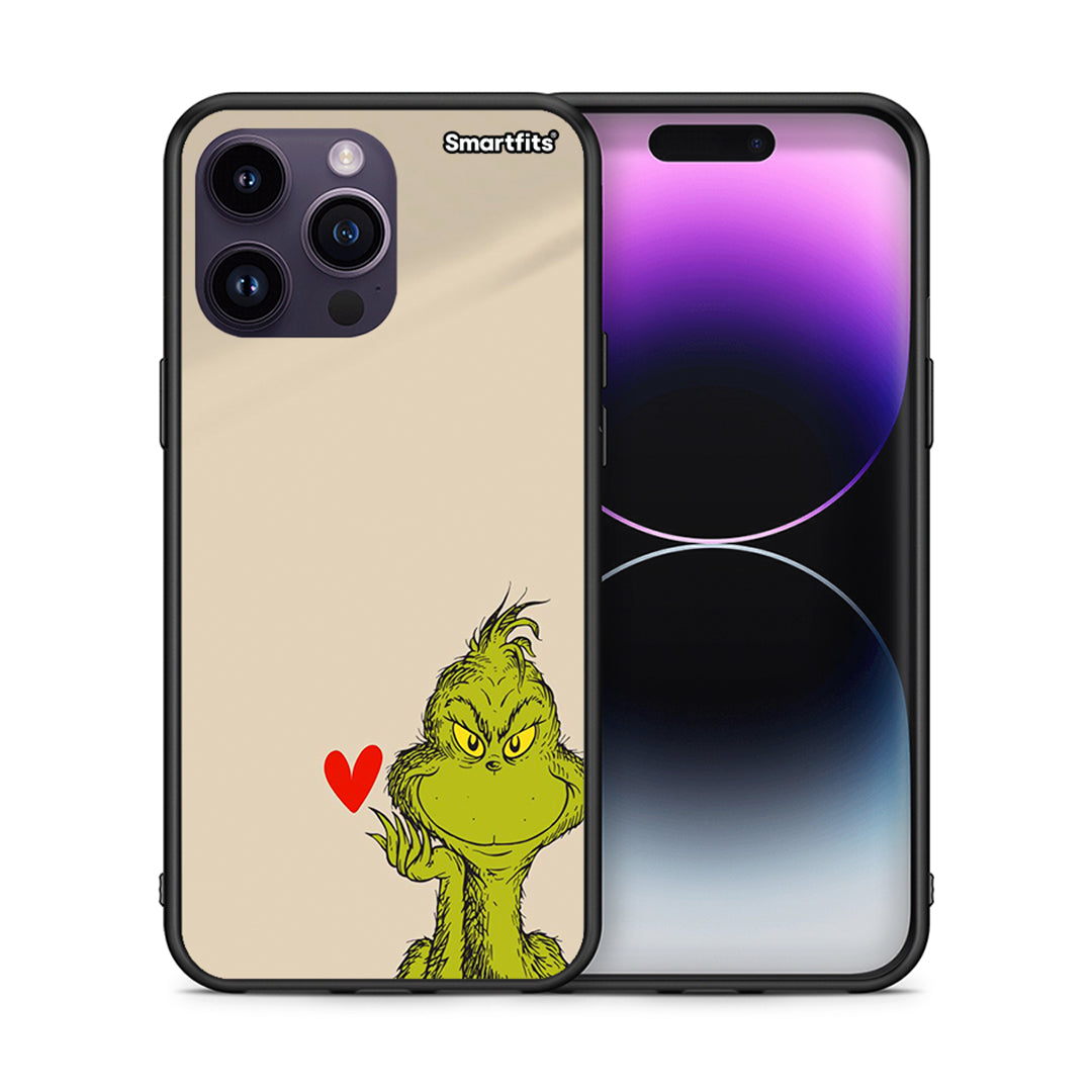 Θήκη iPhone 14 Pro Xmas Grinch από τη Smartfits με σχέδιο στο πίσω μέρος και μαύρο περίβλημα | iPhone 14 Pro Xmas Grinch case with colorful back and black bezels