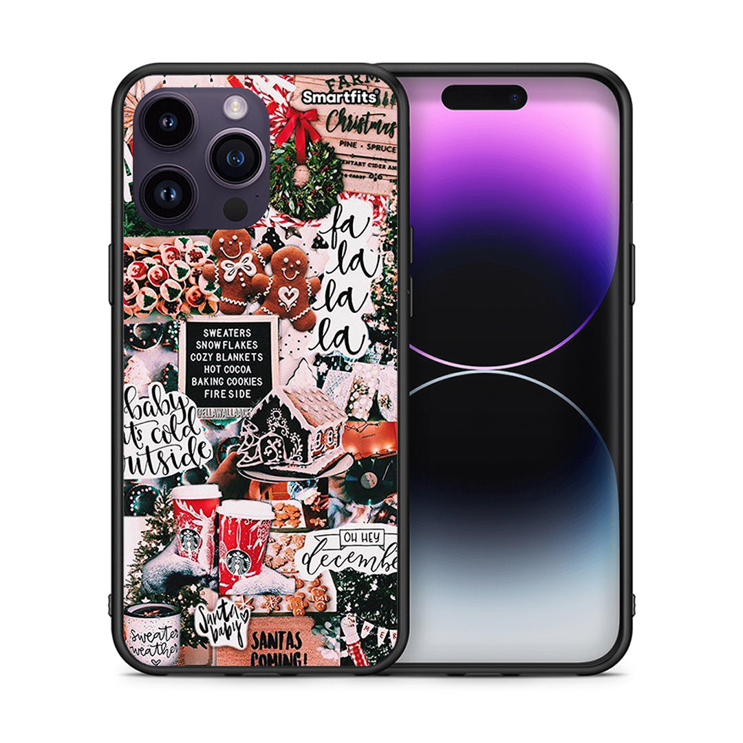 Θήκη iPhone 14 Pro Xmas Habbits από τη Smartfits με σχέδιο στο πίσω μέρος και μαύρο περίβλημα | iPhone 14 Pro Xmas Habbits case with colorful back and black bezels