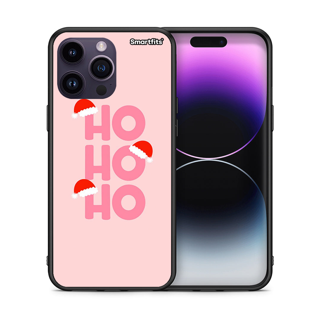 Θήκη iPhone 14 Pro Xmas Ho Ho Ho από τη Smartfits με σχέδιο στο πίσω μέρος και μαύρο περίβλημα | iPhone 14 Pro Xmas Ho Ho Ho case with colorful back and black bezels