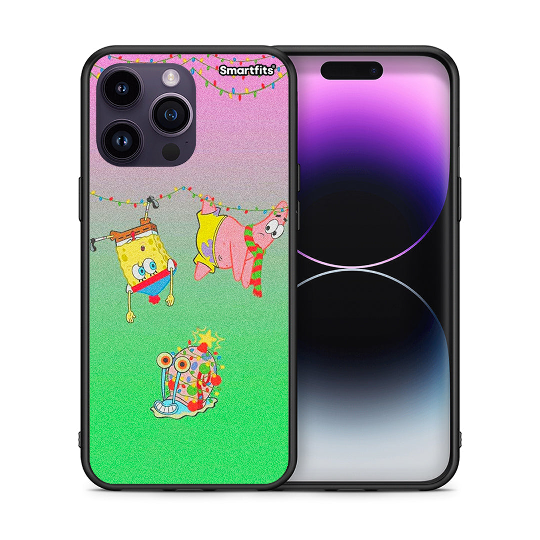 Θήκη iPhone 14 Pro Xmas Lights από τη Smartfits με σχέδιο στο πίσω μέρος και μαύρο περίβλημα | iPhone 14 Pro Xmas Lights case with colorful back and black bezels