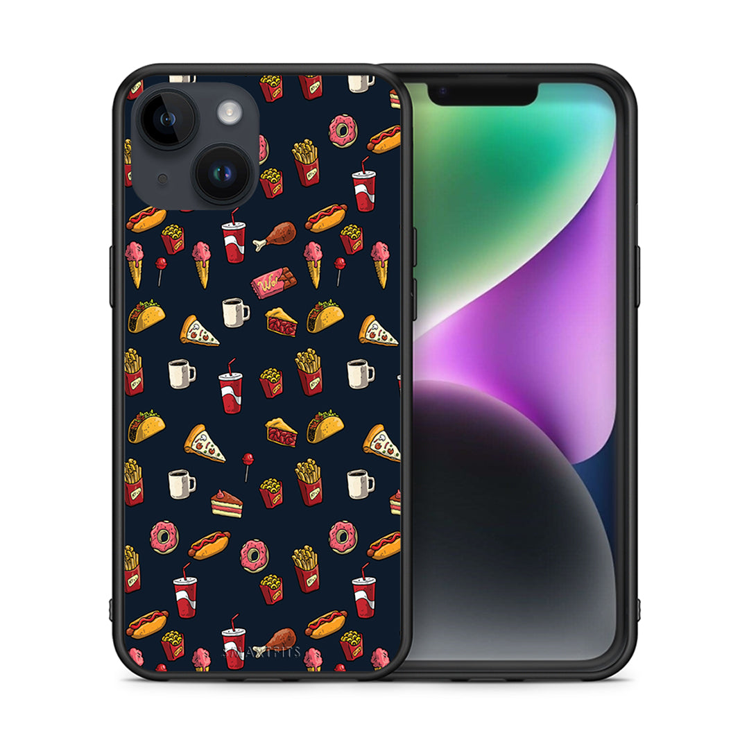 Θήκη iPhone 14 Hungry Random από τη Smartfits με σχέδιο στο πίσω μέρος και μαύρο περίβλημα | iPhone 14 Hungry Random case with colorful back and black bezels